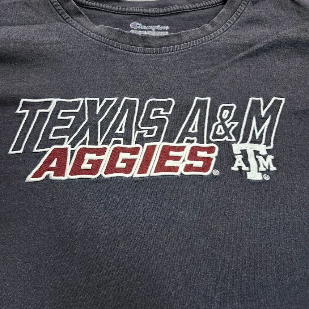 Champion Mens Texas A&M Aggies T-Shirt XL Charcoal Grey Collegiate Graphic Tee - Picture 2 of 7